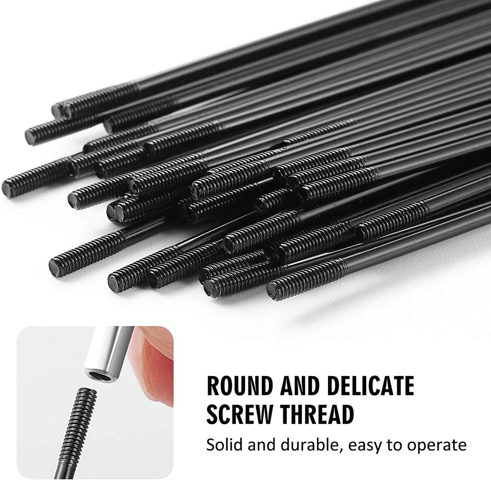 Radios De Acero Inoxidable Para Bicicleta - Juego De 10 Radios + Pezones, Calibre 14G (2.0 Mm), Varias Longitudes (251-305 Mm)