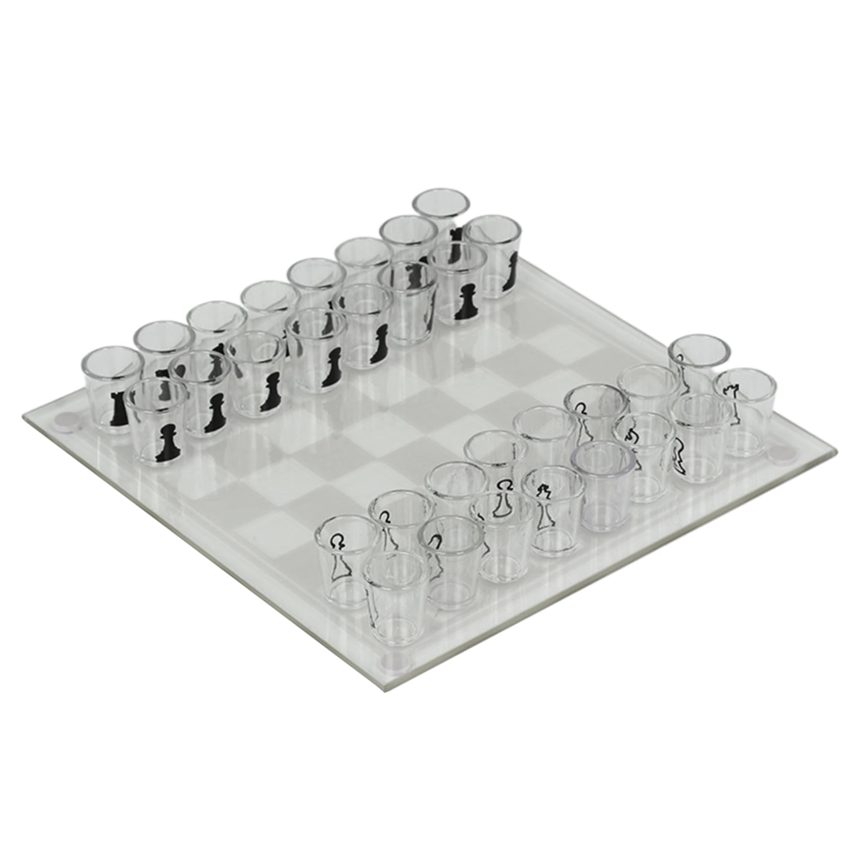 Set di Scacchi in Vetro Trasparente, Scacchiera in Vetro da 10 x 10 Pollici con Pezzi di Tazze da 32 Pezzi, Set di Bicchierini per Bere, Divertenti per Adulti, Bambini