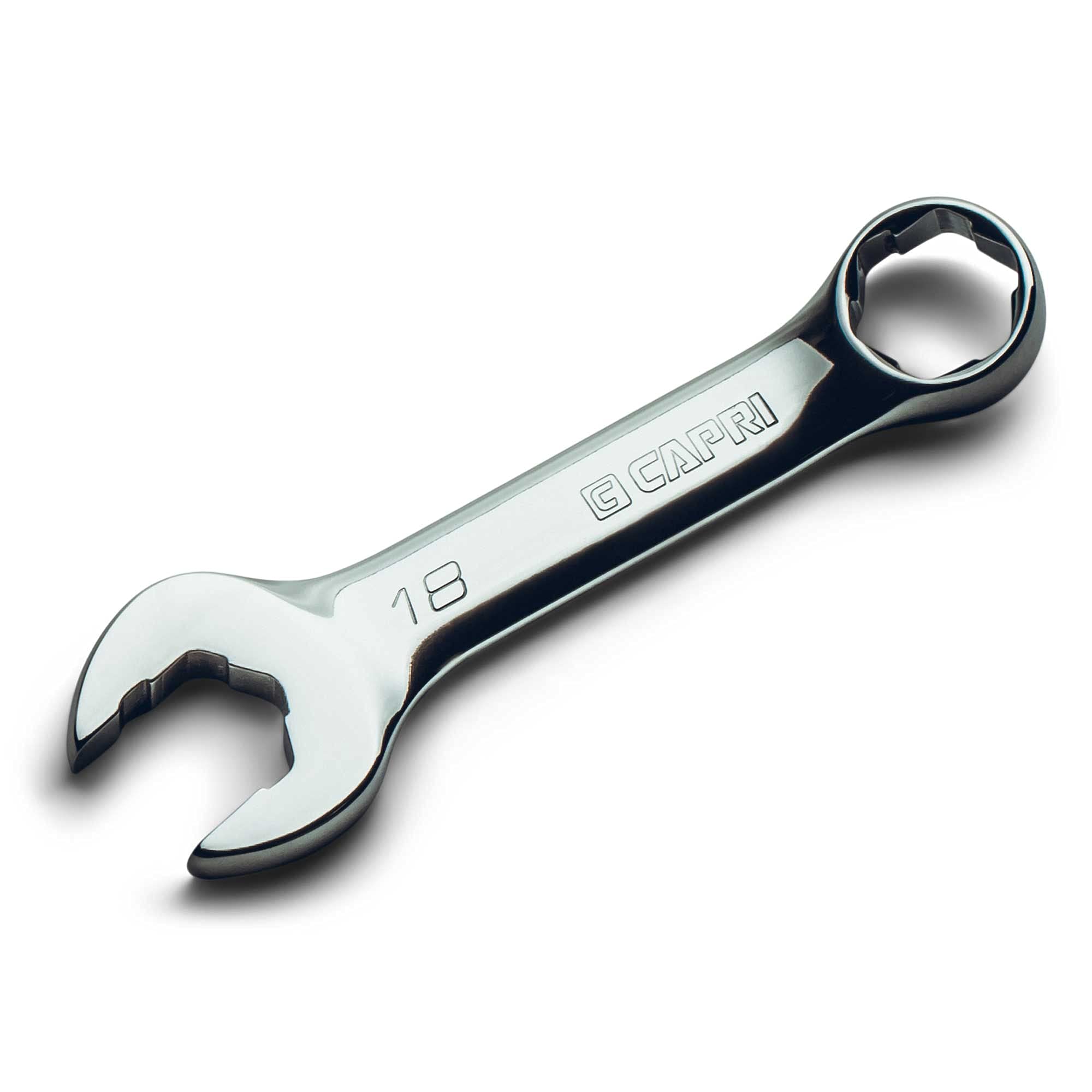Capri Tools 18 mm WaveDrive Pro Stubby Combination Wrench for Regular and Rounded Bolts