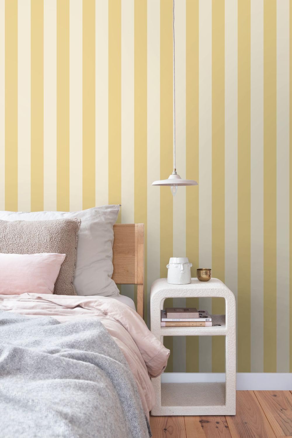 Esta Home Tapete Streifen Gelb und Beige 0.53 x 10.05 m