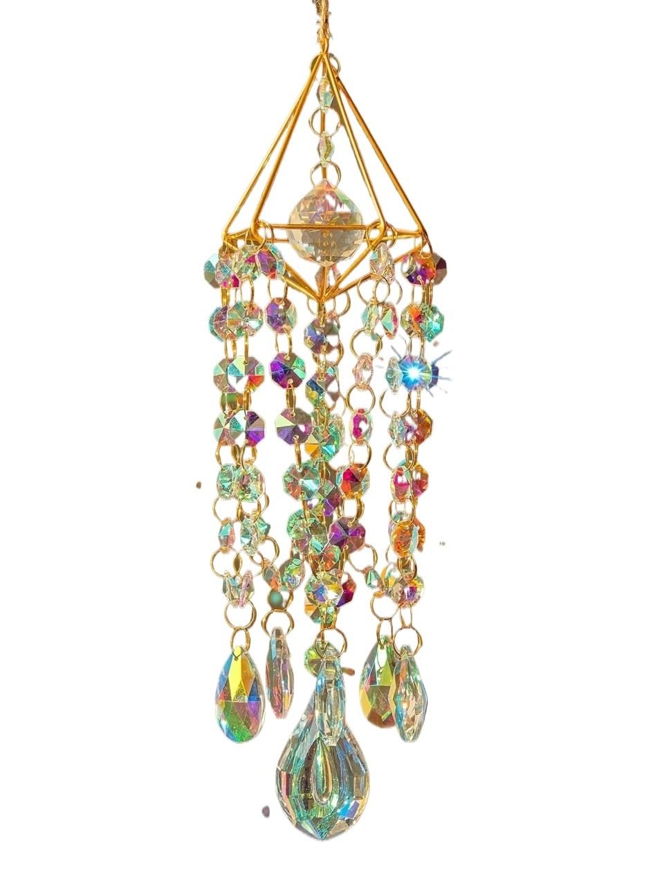 Wind Chimes For Garden Crystal Suncatchers Hanging Wind Chime Style Garden Suncatcher Rainbow Maker Handmade Gold Plated