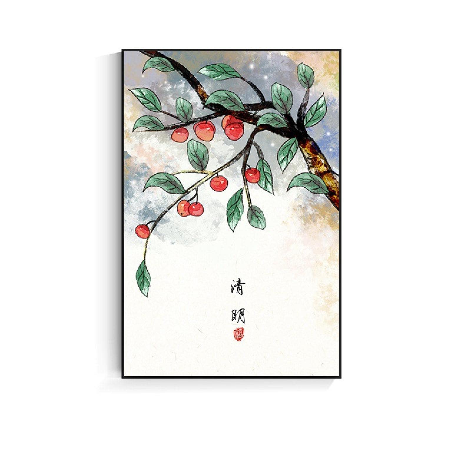 OuShen Dipinti Astratti Tradizionale Cinese Folk Fiore Pianta Uccello Tela Stampa Artistica Poster Soggiorno Home Decor Immagine Della Parete 48x72cmx3pcs Senza Cornice