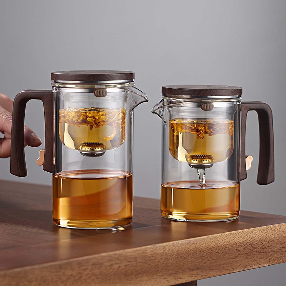 Teiera In Vetro Borosilicato 520ml Con Filtro Magnetico - Separazione Acqua/Tè, Manico In Legno - Tranquili Tea - Foto 14