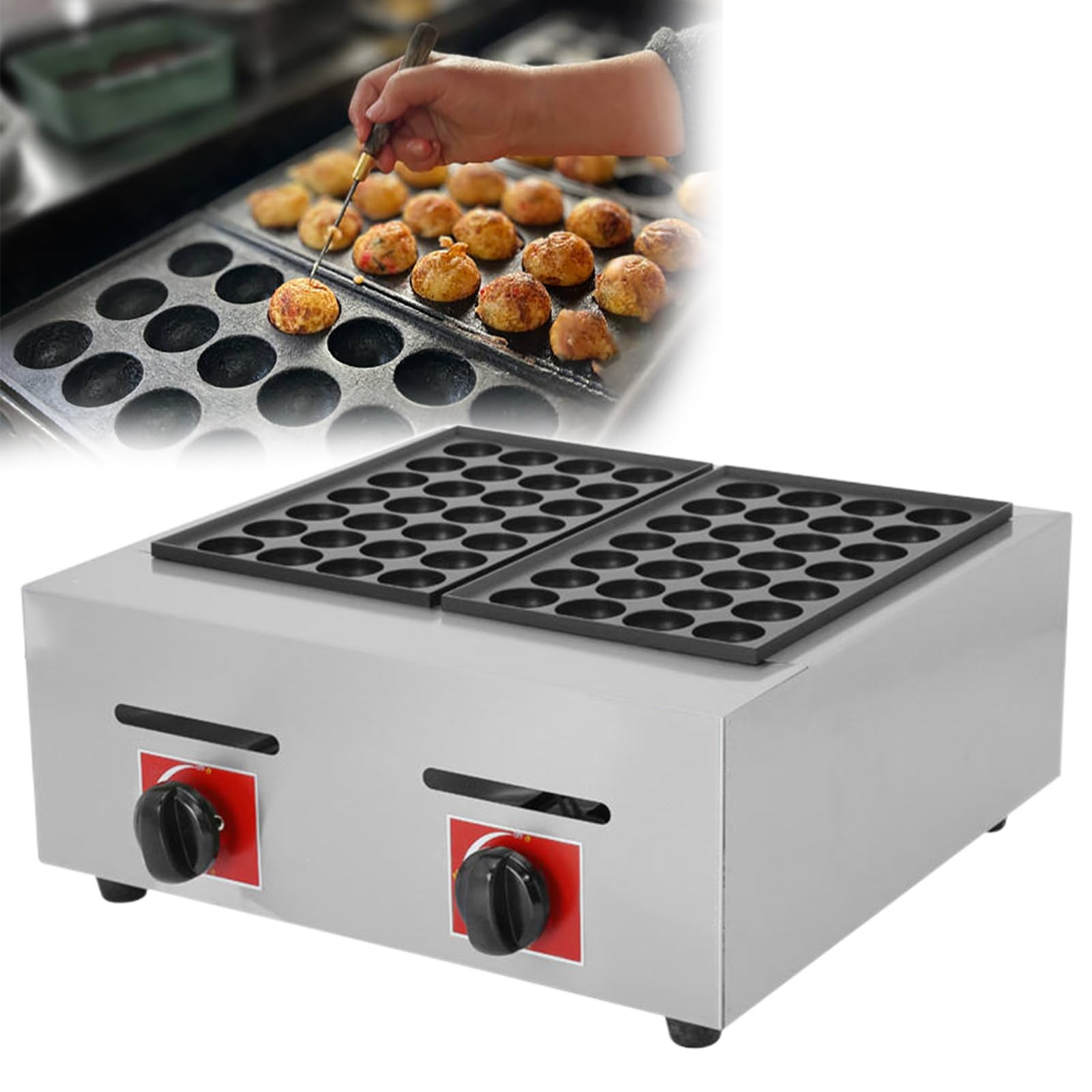 Gesaides B Mini Dutch Pancakes Maker, Gas Nonstick Takoyaki Maker, Waffle Maker Machine For Home And Restaurants Cafes Akery Shops,