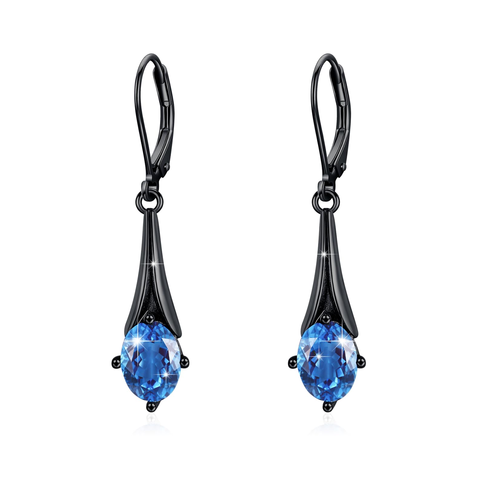 Aquamarin Tropfen Ohrringe 925 Sterling Silber Damen Tropfen Ohrringe Vintage Weihnachten Halloween Ostern Muttertag Valentinstag Geburtstag Schmuck Geschenke für Damen