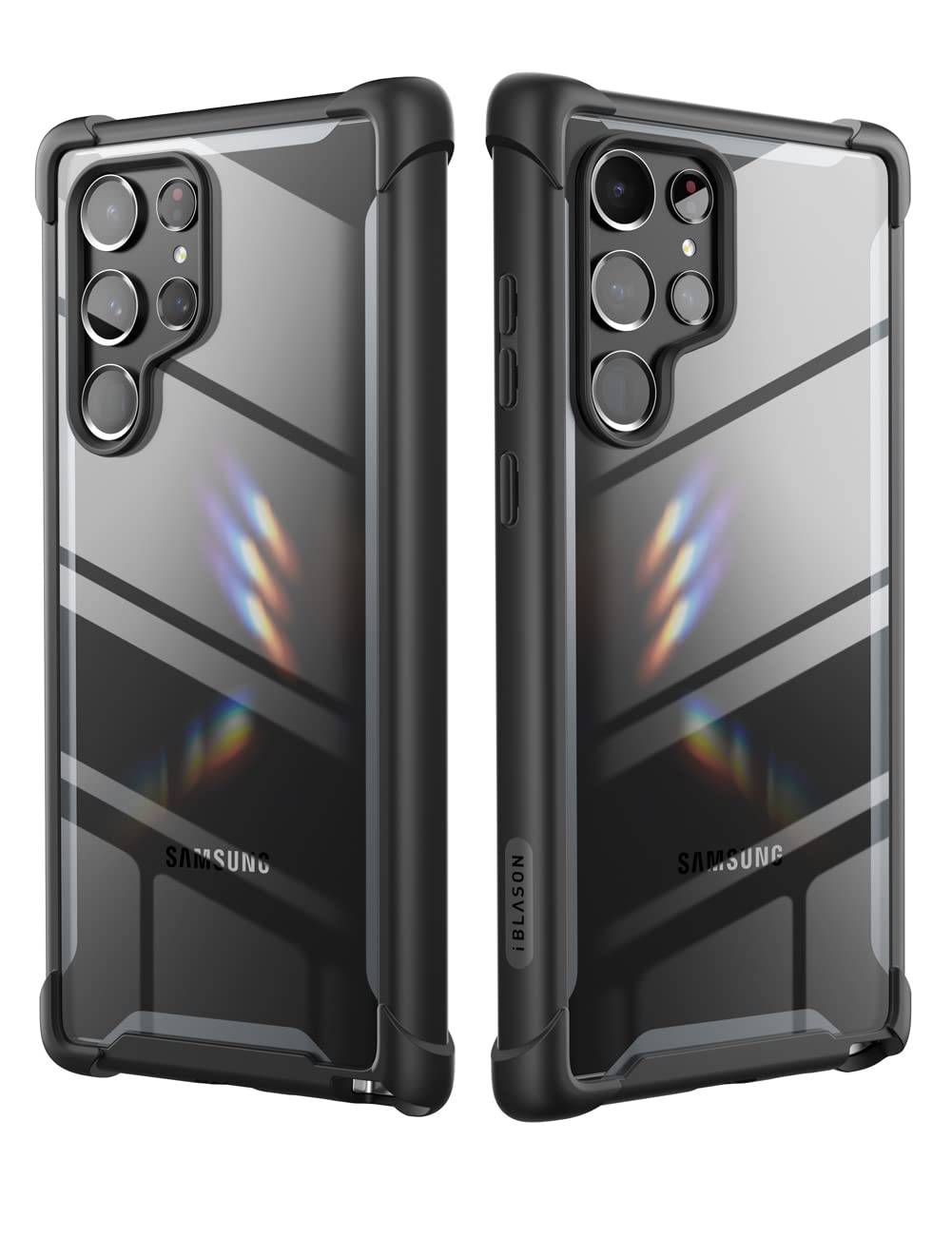 i-Blason Funda Para Galaxy S22Ultra [Ares] Resistente Parachoques Anti-arañazos Case Panel Posterior Transparente Slim Carcasa (Negro)