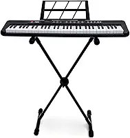 Kit Teclado Musical Kobe KB-150 BK Preto 5/8 61 Teclas Com Suporte em X e Fonte