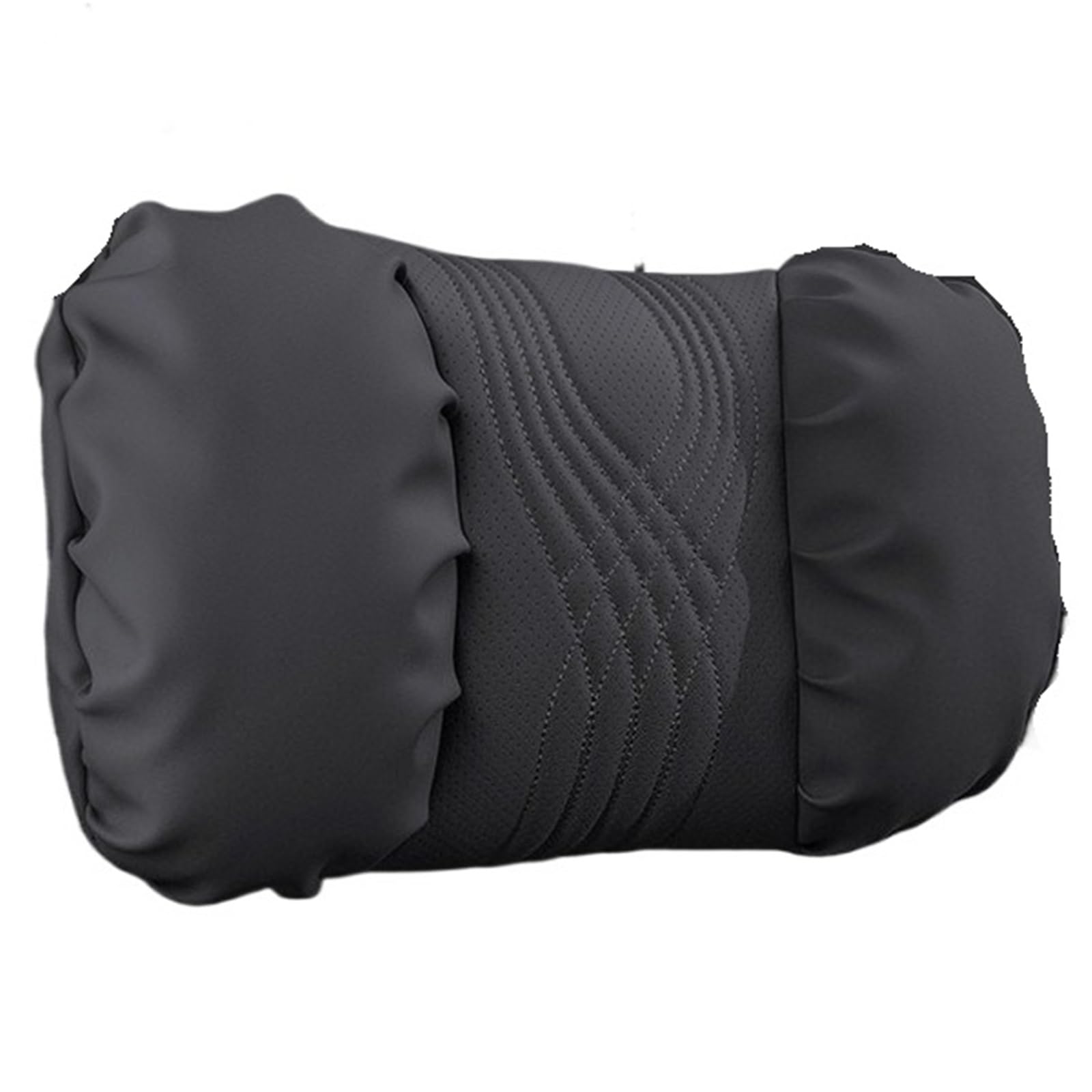 KVSWBRE Car Seat Pillow Nappa Leather Car Neck Pillow And Seat Pillow Soft Car Headrest Waist Pillow Car Headrest And Lumbar Set(Black - Headrest)