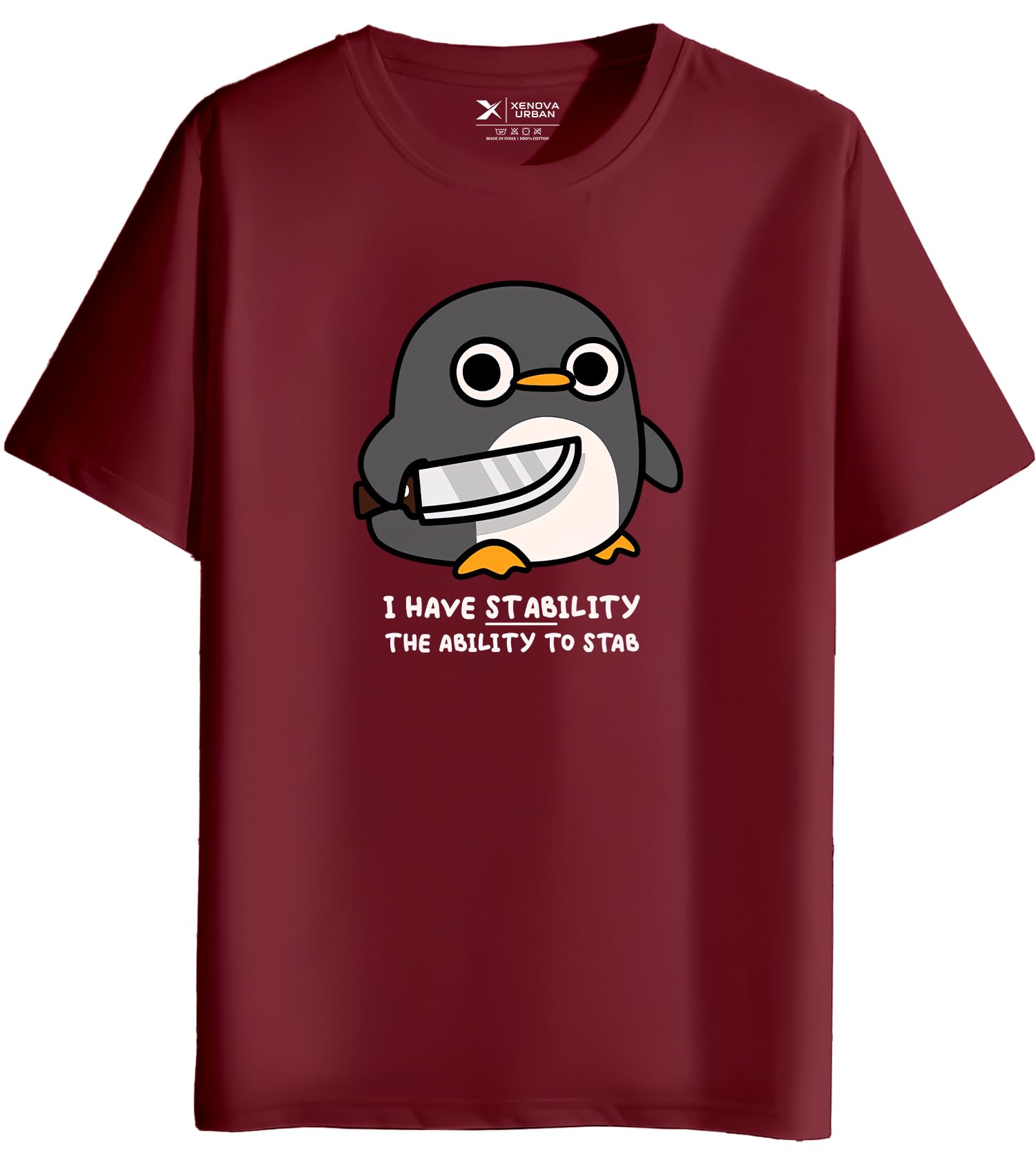 xenovaurban Men's Graphic Printed RN-Penguin Round Neck Regular and Plus Size Cotton T-Shirt-picture-26