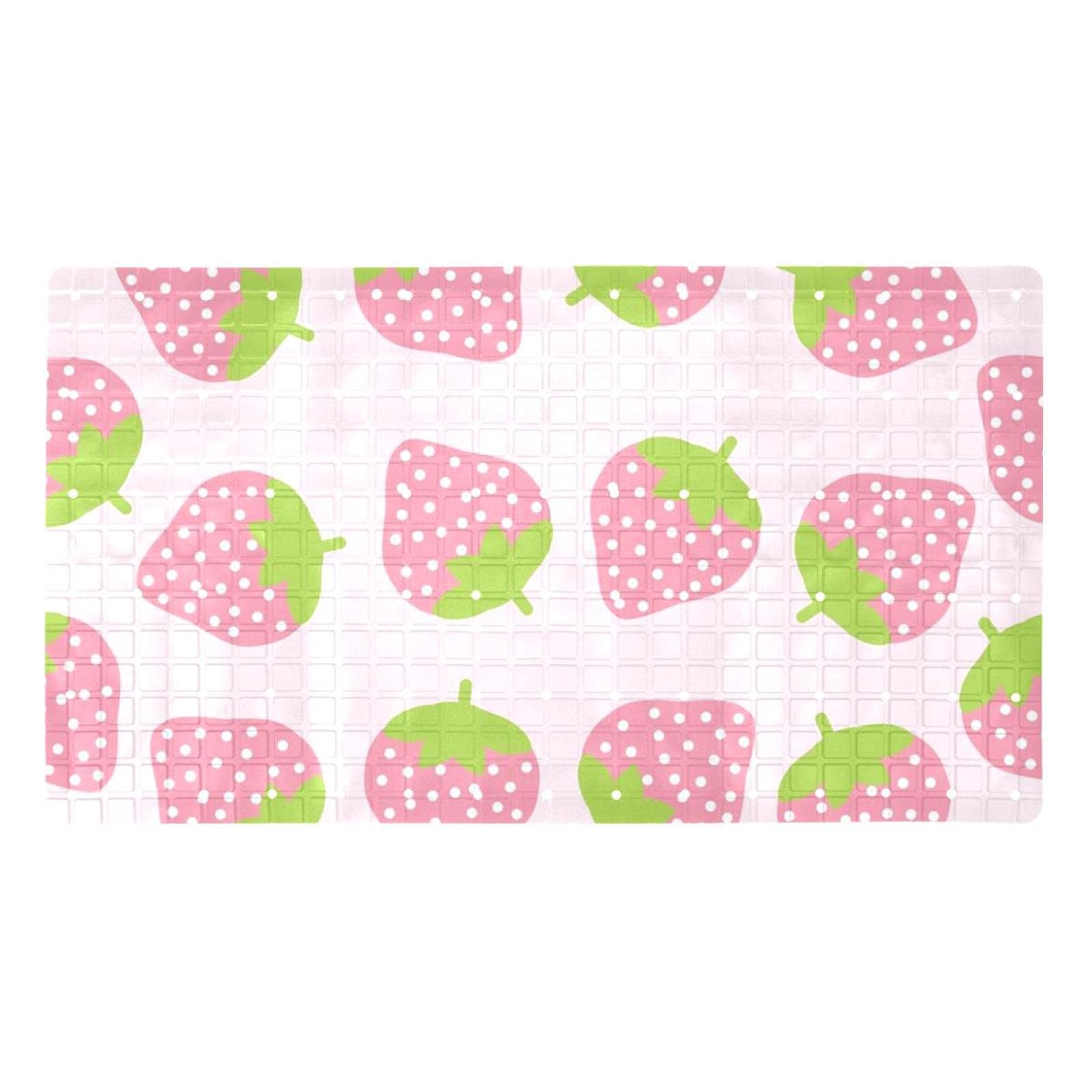 Tapis de salle de bain pour enfants au motif fraise rose pour un bain ludique
