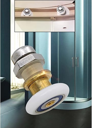 Miniatura 5 de 4 rodillos para puerta de ducha, diámetro de 0.906 in para puertas correderas de vidrio de baño, corredoresruedas, fuerte capacidad de carga,