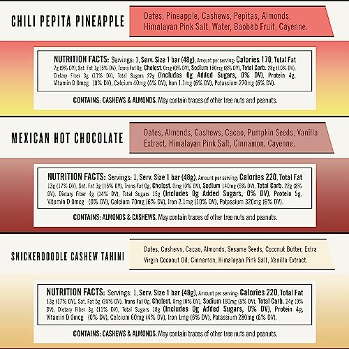 Image of Thunderbird Bars Energy Snack, Gluten-Free with Protein, Healthy Real Food, Vegan Paleo Non-GMO, No Added Sugar, Sweet Spicy Savory Variety Flavor Pack (6 Count, 2 of Each Flavor, 1.7 oz. Bars)