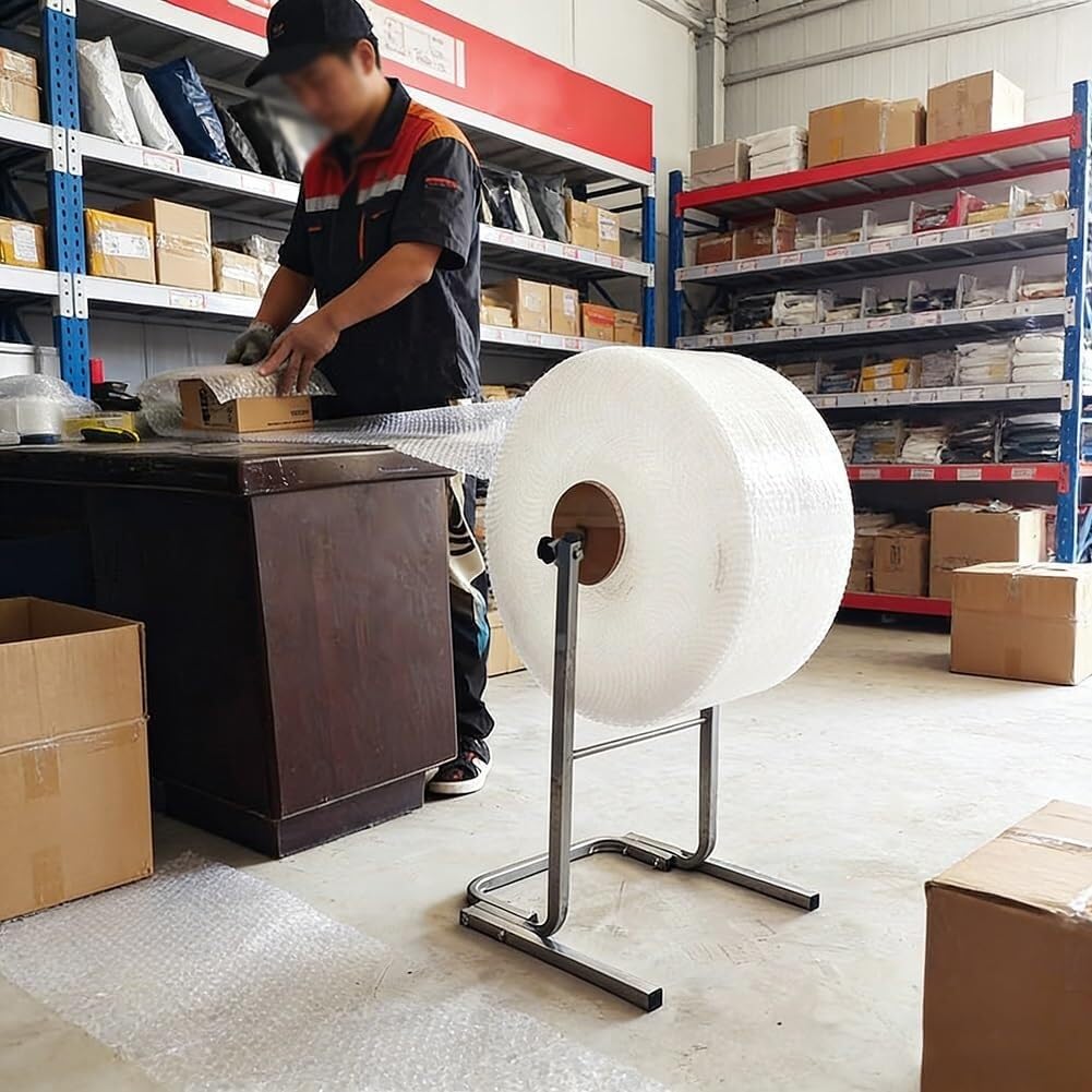 Luftpolsterfolien Abroller Mit Montagematerial, Spender Für Luftpolsterschlauch Rollen, Verpackungsstation Für Paketversand Und Logistik(Silver/65,30 cm)
