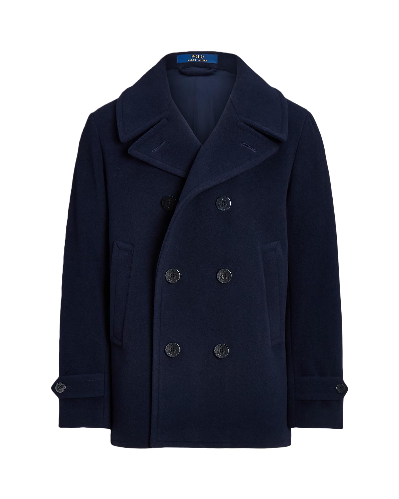 Mens Wool-Blend Twill Peacoat (US, Alpha, Large, Regular, Regular, Cruise Navy)
