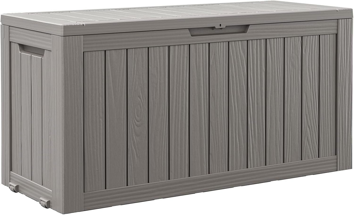 Baulera Exterior Impermeable 130L para Almacenaje Terraza, Rayado Gris