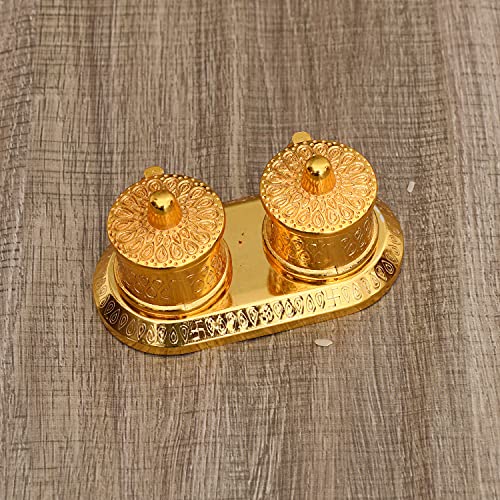 Image of JAIPUR ACE Golden Metal Kumkum Holder /Kumkum Box for Gifting, Pooja, Thali, Mandir, Home, Temple, Gifting (Royal Kumkum Box)