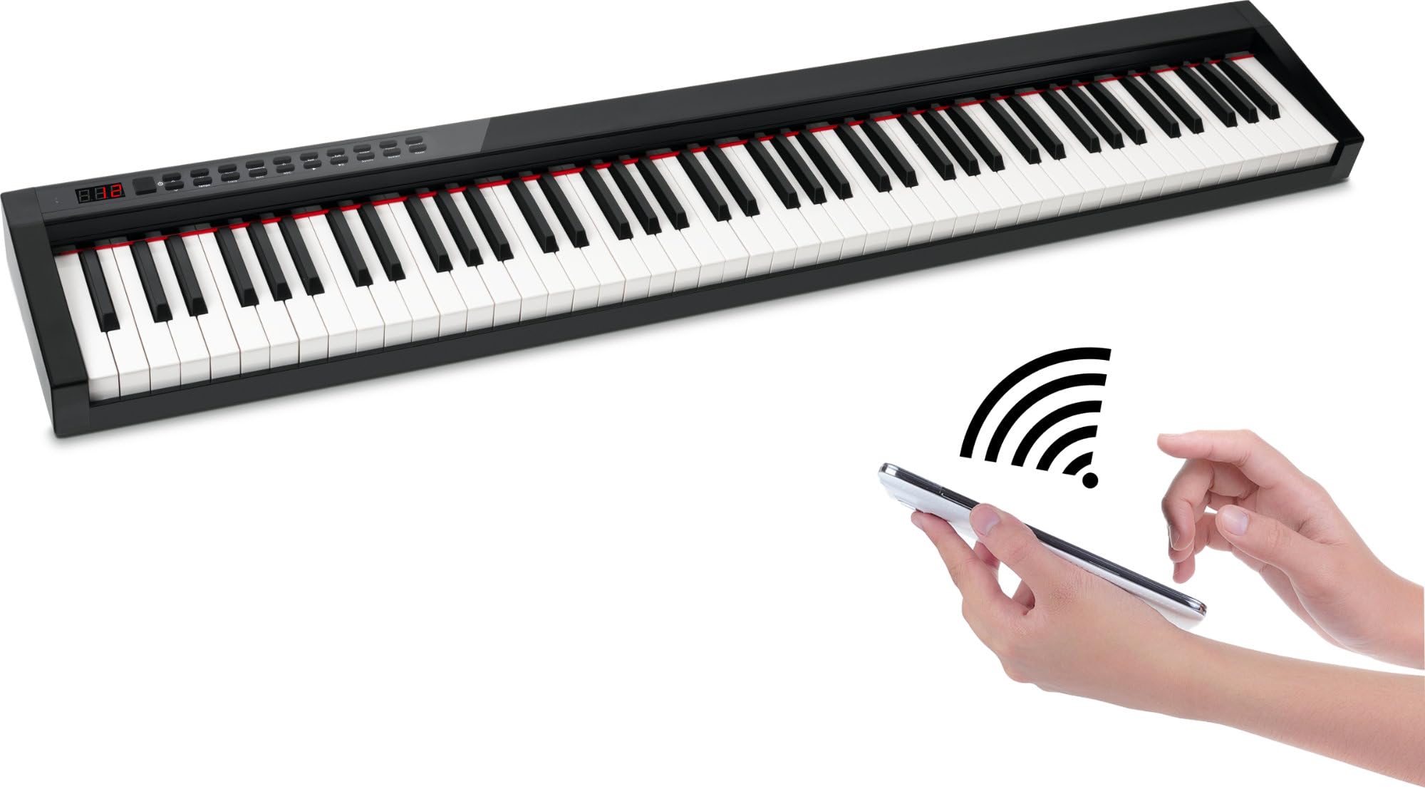 FunKey SP-588 Easy-Piano Set, Keyboard, Keyboard in Stagepiano-Optik | 88 Tasten in Standard-Größe mit Anschlagdynamik, Integrierter Li-Ion Akku mit 2200 mAh Kapazität, 128 Sounds, 128 Rhythmen