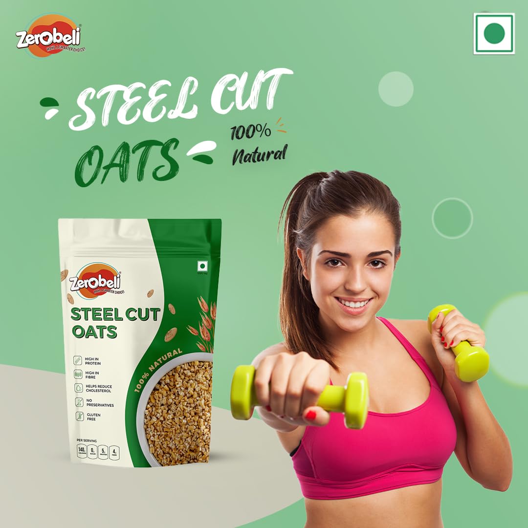 Zerobeli Steel Cut Oats 2kg | 100% Wholegrain | High Protein & Fibre | Low Glycemic Index | Supports Weight Management & Gut Health | Gluten-Free 1