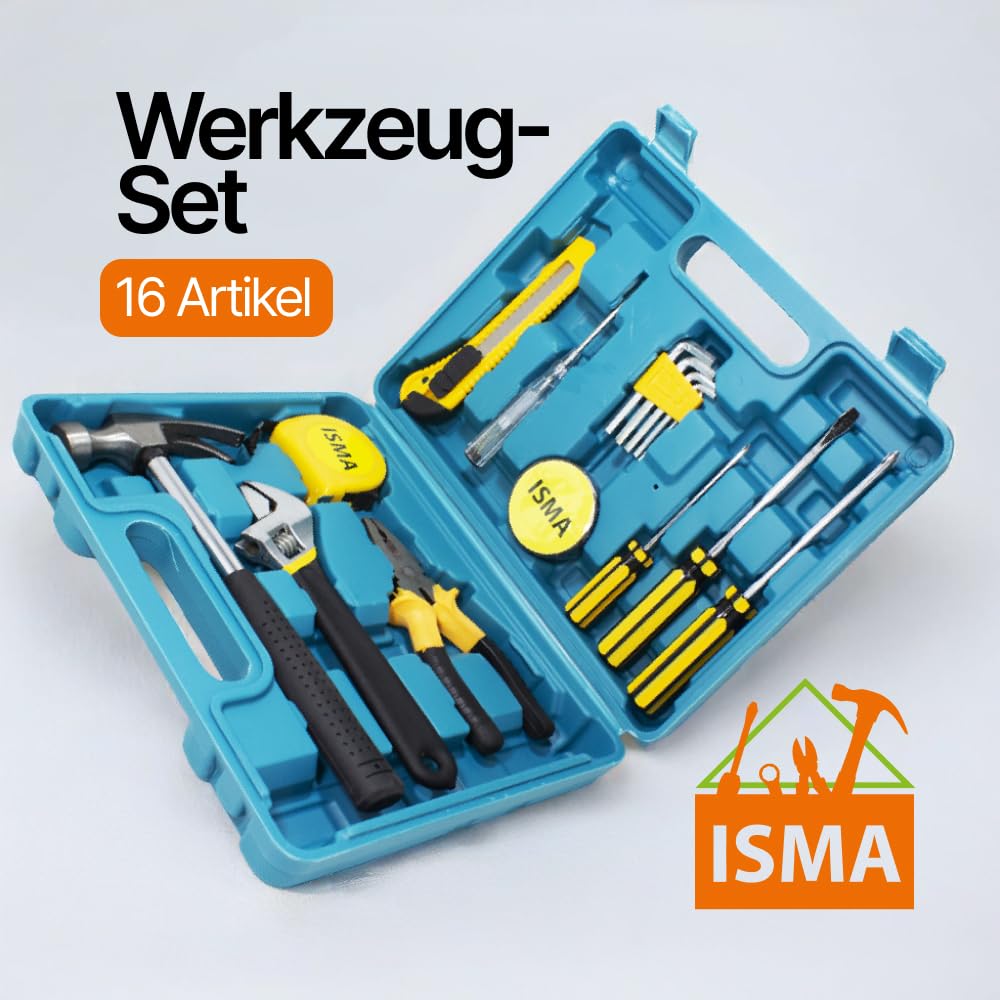 Werkzeugkoffer gefüllt profi, Meister werkzeugkoffer, Werkzeugkasten gefüllt,16-teilig, Robust und hochwertig, Feinmechaniker werkzeug set, Werkzeugbox gefüllt