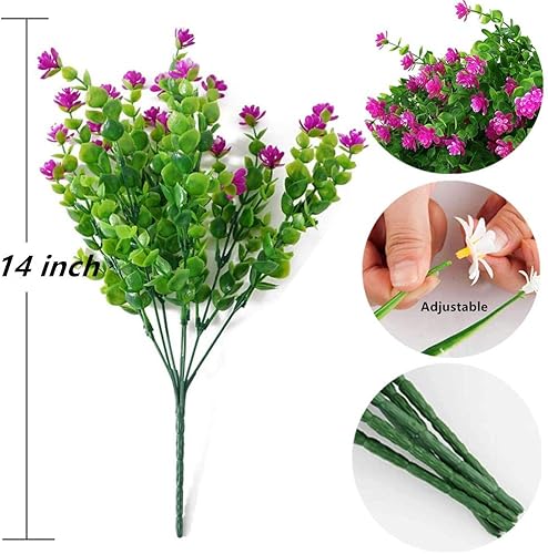 Miniatura 2 de 8 paquetes de flores artificiales para exteriores, resistentes a los rayos UV, plantas de plástico falsas para interiores y exteriores, macetas