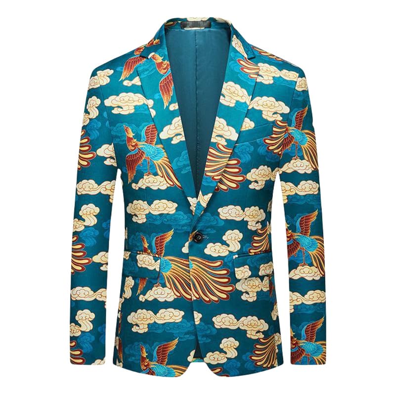 Blazer coréen homme coupe ajustée et fluide veste décontractée motif Phoenix