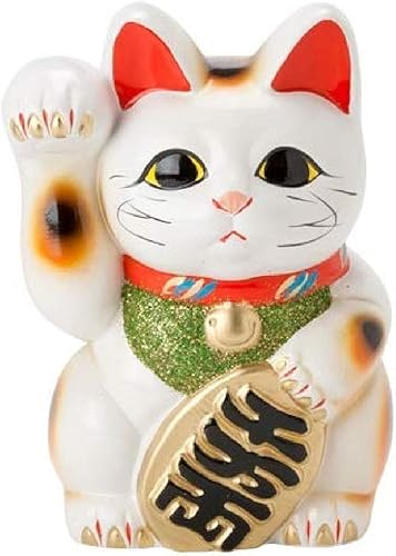 Hecho en Japón Lucky Cat de 75 pulgadas porcelana Tokoname blanca Maneki Neko mano derecha