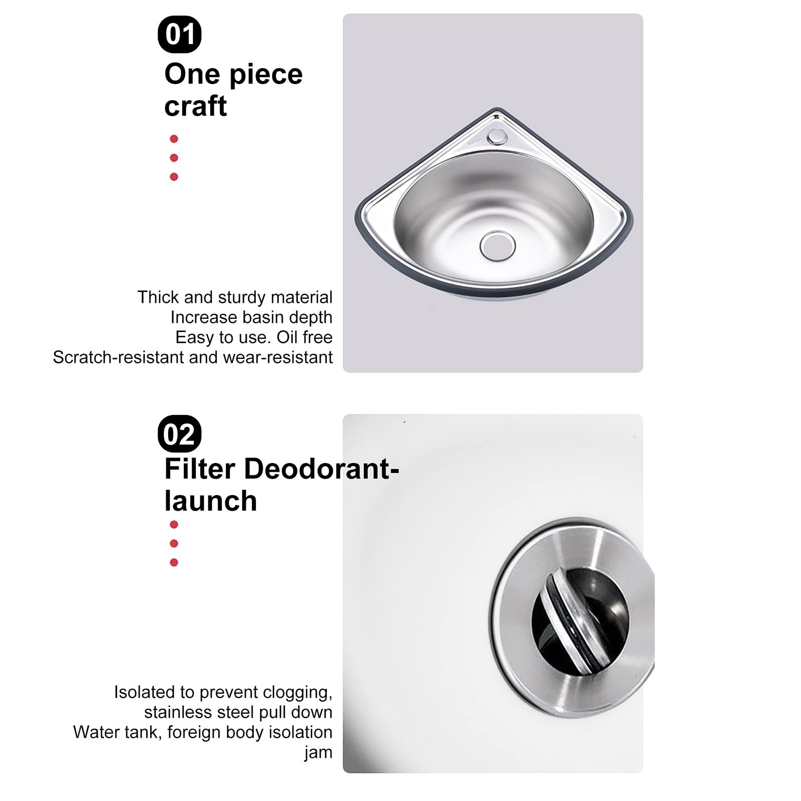 Lavabo Cucina 1 Vasca，Lavello A Libera Installazione In Acciaio Inox，Liscio, Durevole, Antiruggine,Rubinetto Caldo Freddo Lavandino，Lavabo In Acciaio Inossidabile Per Lavamani Per Ristorante ( Size :
