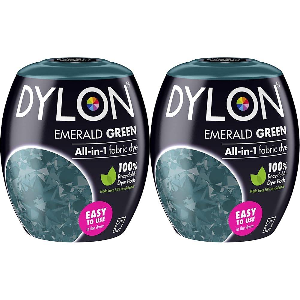 DylonWashing Machine Fabric Dye Pod for Clothes & Soft Furnishings, 350g โ Emerald Green (Pack of 2)