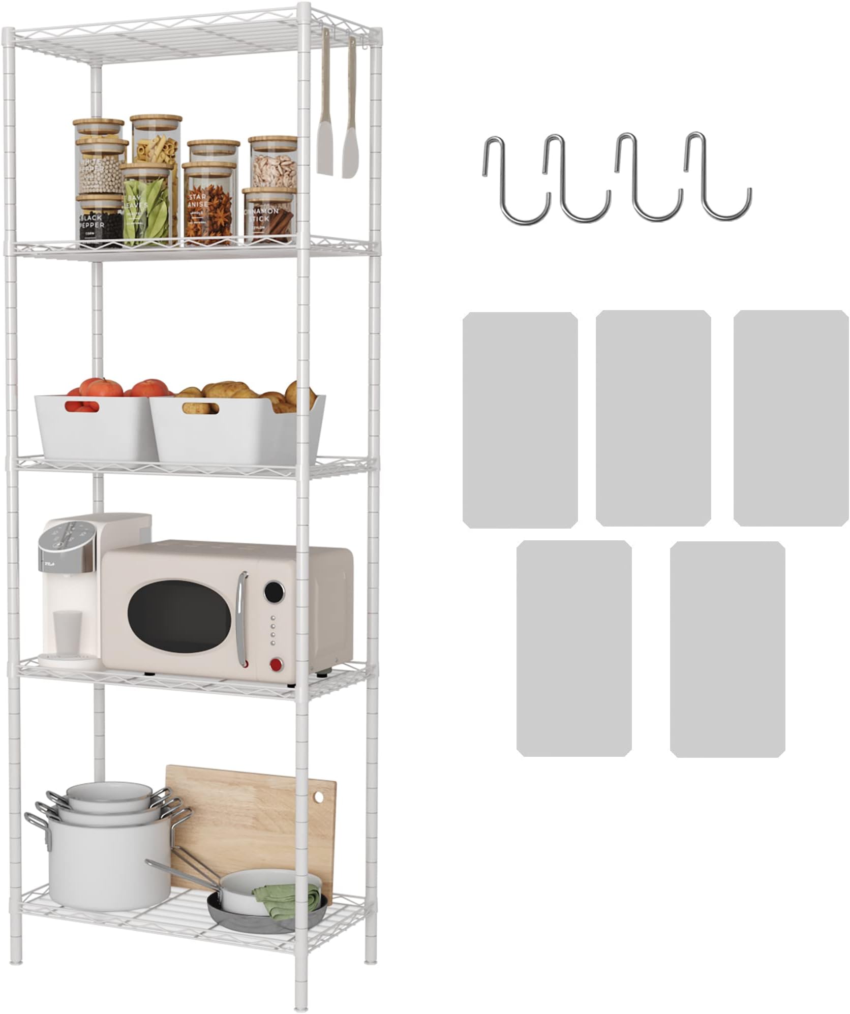 SONGMICS 5-Tier Metal Storage Rack, Shelving Unit with X Side Frames ...