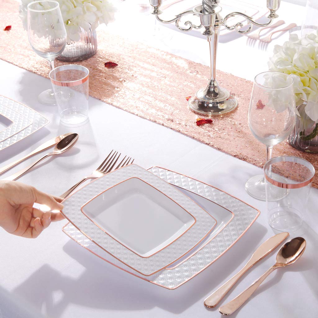 Buy Supernal 125pcs Rose Gold Dinnerware Set,Rose Gold Cutlery,Square