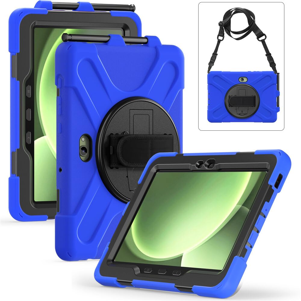 Compatibile con Samsung Galaxy Tab Active5 Pro 5G 101 SM X350 X356B (colore: viola) Custodia rigida antiurto in silicone con fascio, rotazione a 360 gradi