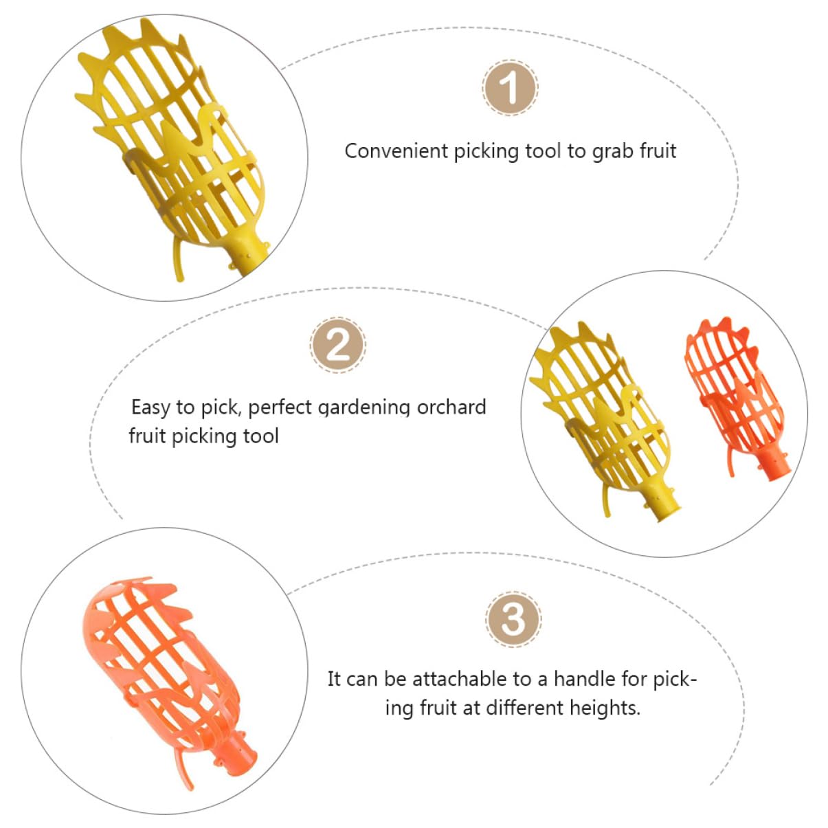 BCOATH Fruit Picker Harvest 2pcs Citrus Harvesting Tool High Safe Wear-Resistant Labor-Saving Design