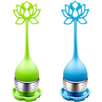 Tea infuser tea infuser tea trainer filter tea ball tea infuser silicone tea trainer for cup tea trainer with lid and saucer 2 pieces green blue