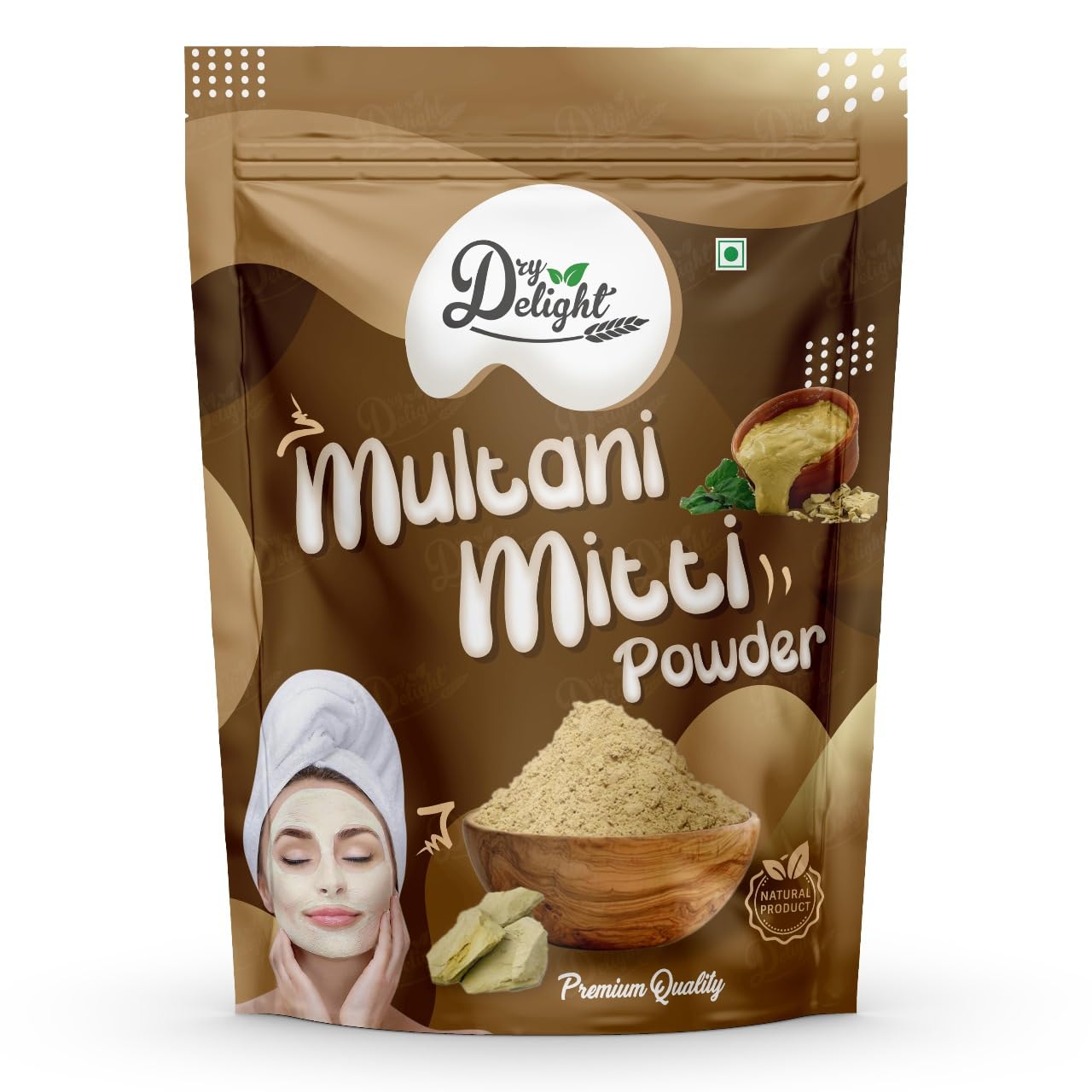 Dry Delight Multani Mitti Powder - Natural Clay Face Mask for Glowing Skin | 100% Pure Fuller's Earth | 250 Gram
