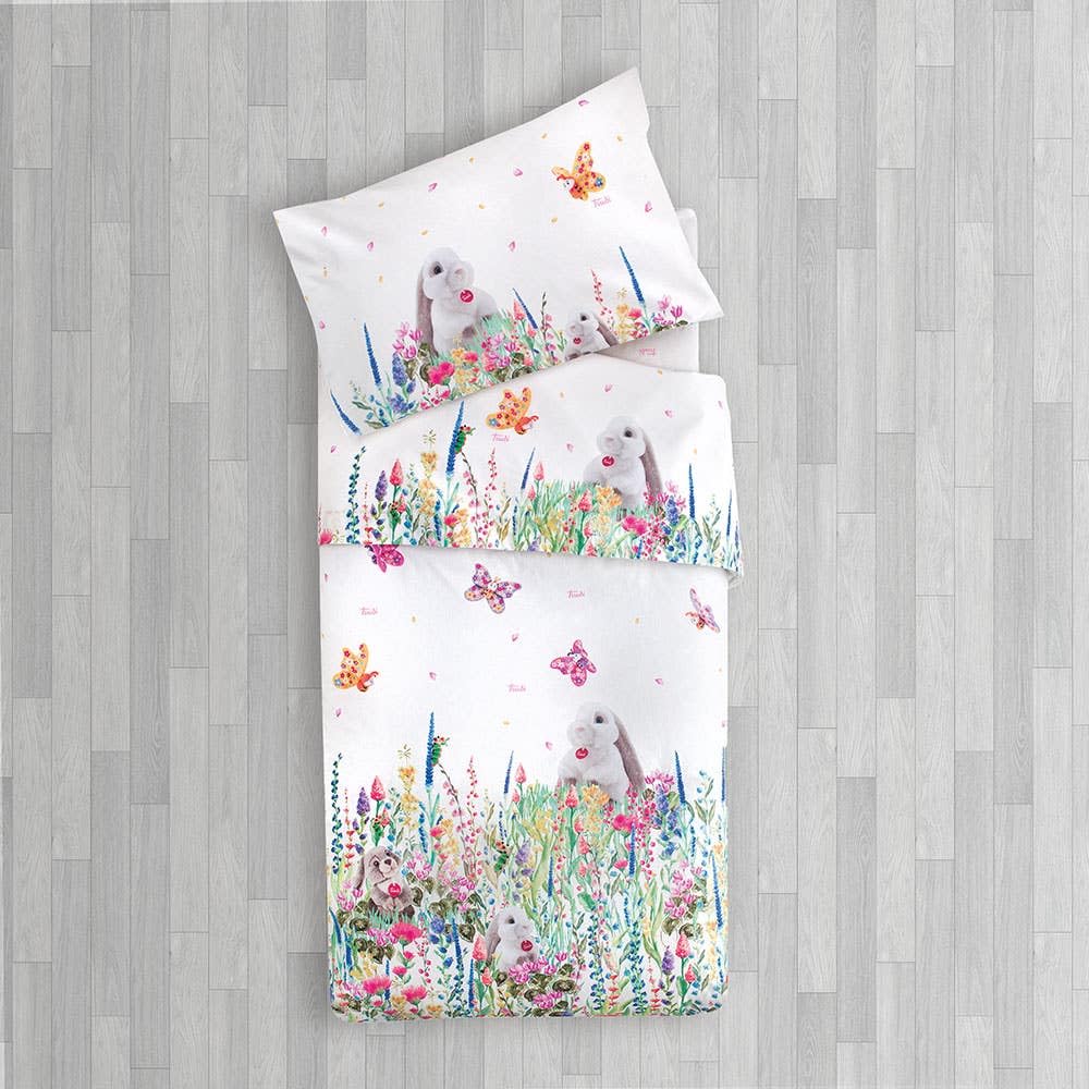 Gabel/TRUDI Home - Completo Lenzuolo (per culla/lettino baby con sponde) Stampato con tecnica digitale su madapolam di Puro Cotone 100% - BUTTERFLY (Petalo)
