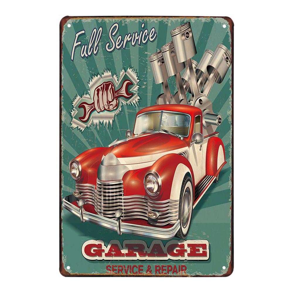 Auto Repair Garage Metal Tin Sign Retro Vintage Plaque Set of 4