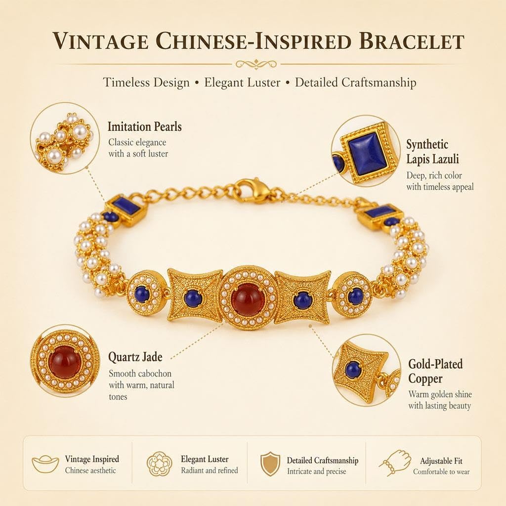 Bracciale Vintage Ispirato Alla Cina, Gioiello Regolabile