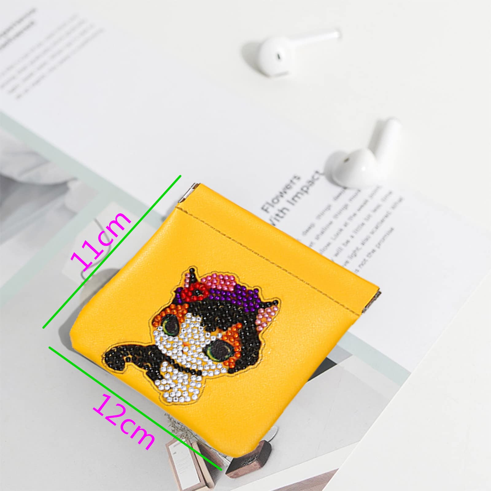 CHAOFAN 5D DIY Diamonds Painting Small Cosmetic Bag, Portable No Zipper Pocket Makeup Bag for Cosmetics Headphones Jewelry Storage 3