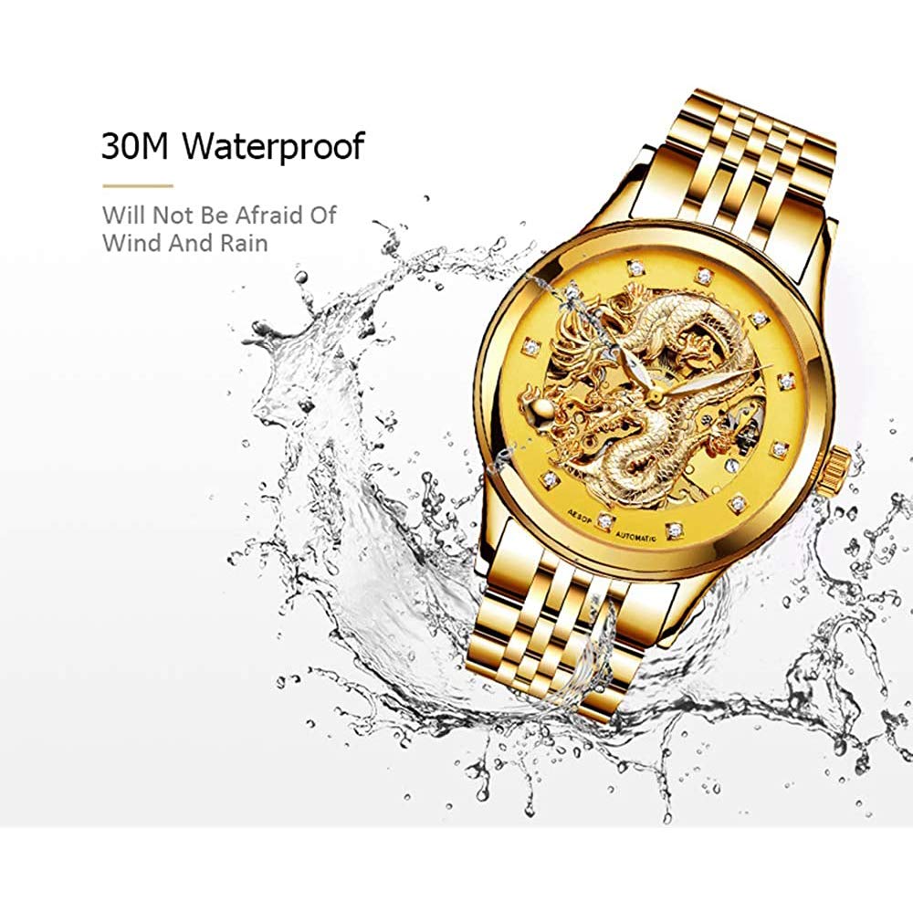 MASTOP Hollow Classic - Reloj analógico para hombre, ultrafino, de acero inoxidable, con zafiro, automático, resistente al agua