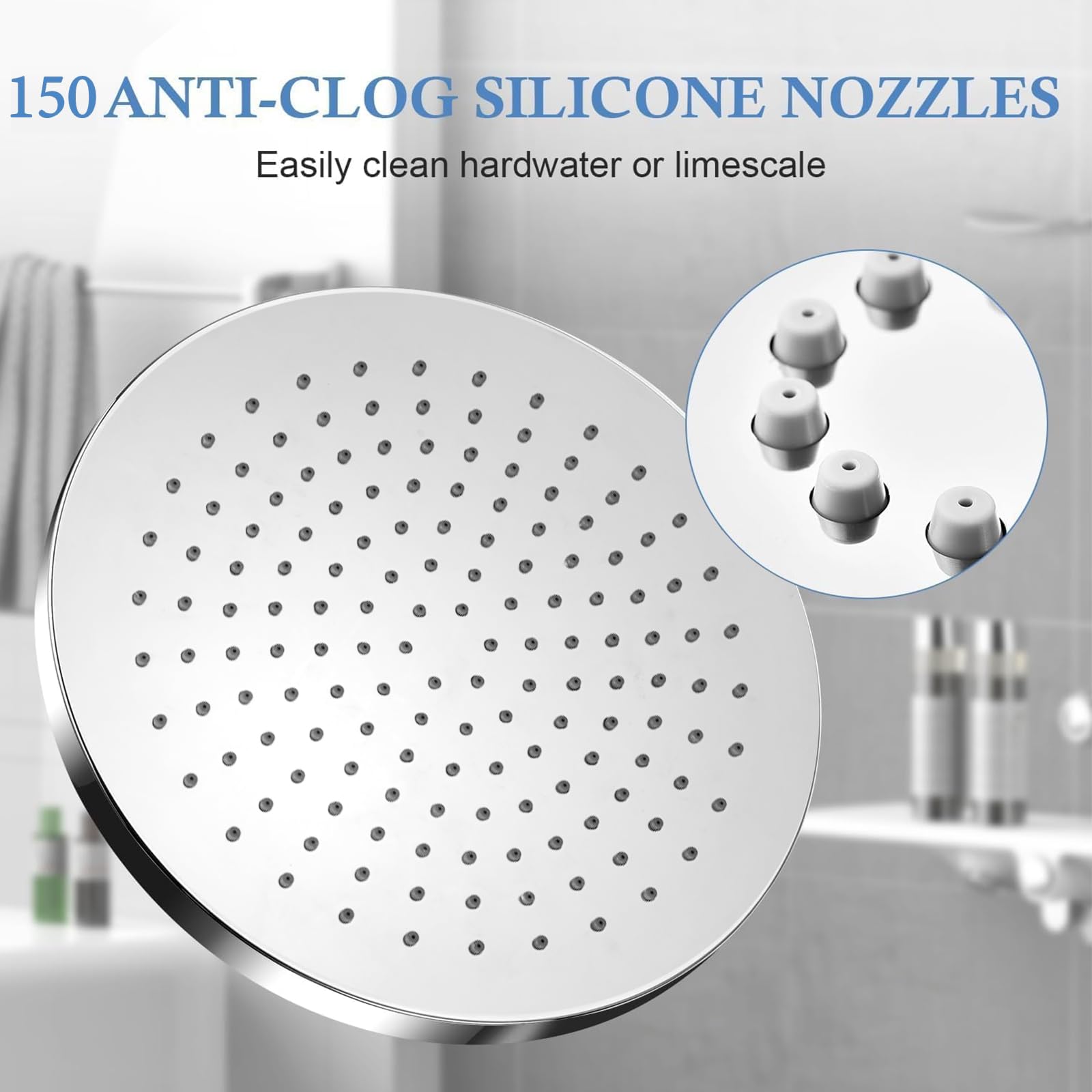 Soffione Doccia Rotondo 24.5 cm Inox 304 Anticalcare Alta Pressione