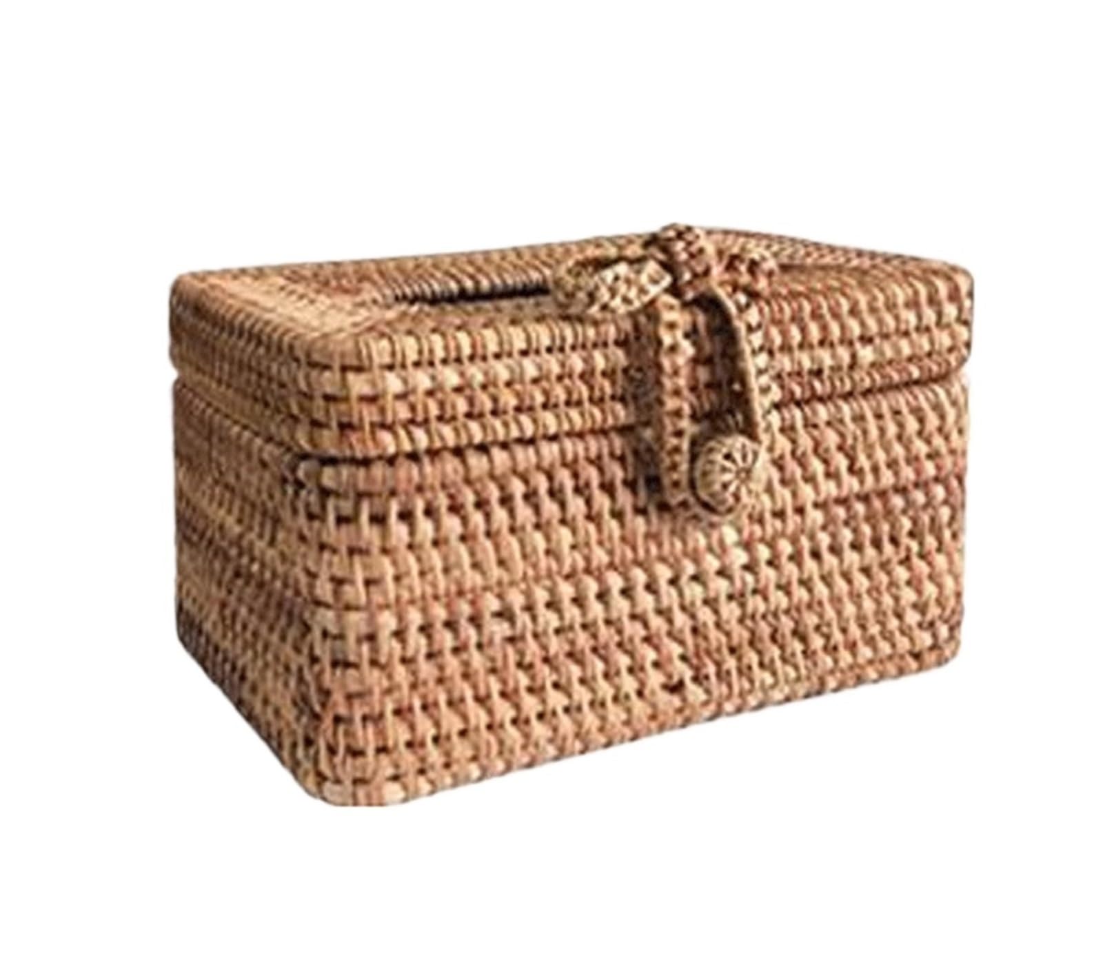 Hand Woven Holder Rattan Tissue Box Home Decoration Handmade Desktop For Barthroom,Hotel And Office(Style 4)