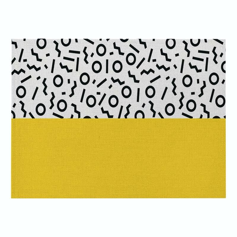 EHOMERY Manteles Individuales Lino Lavables Tapete Keep Off Arte Geométrico Juego de 1, Amarillo Grandes Mesa Camilla Rectangular 21X32cm