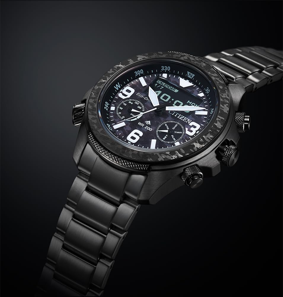 Citizen Reloj analógico Digital Eco-Drive para Hombre con Correa de Acero Inoxidable JV1008-63E, Gris, Pulsera