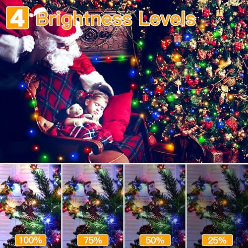 Image of Ollny Christmas Lights 800 LED 262FT Plug in, IP67 Waterproof Green Wire Outdoor Christmas Lights with Remote, 8 Modes with Timer String Light for House Indoor Xmas Decorations Multicolored