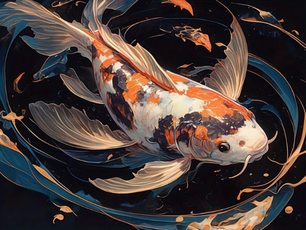 Brennora Embroidery Cross-Stitch Kits for Adults Beginners Pre Printed Cross Stitch Kit Koi 11CT Needlework Arts and Crafts for Home Decor 16x20 inch