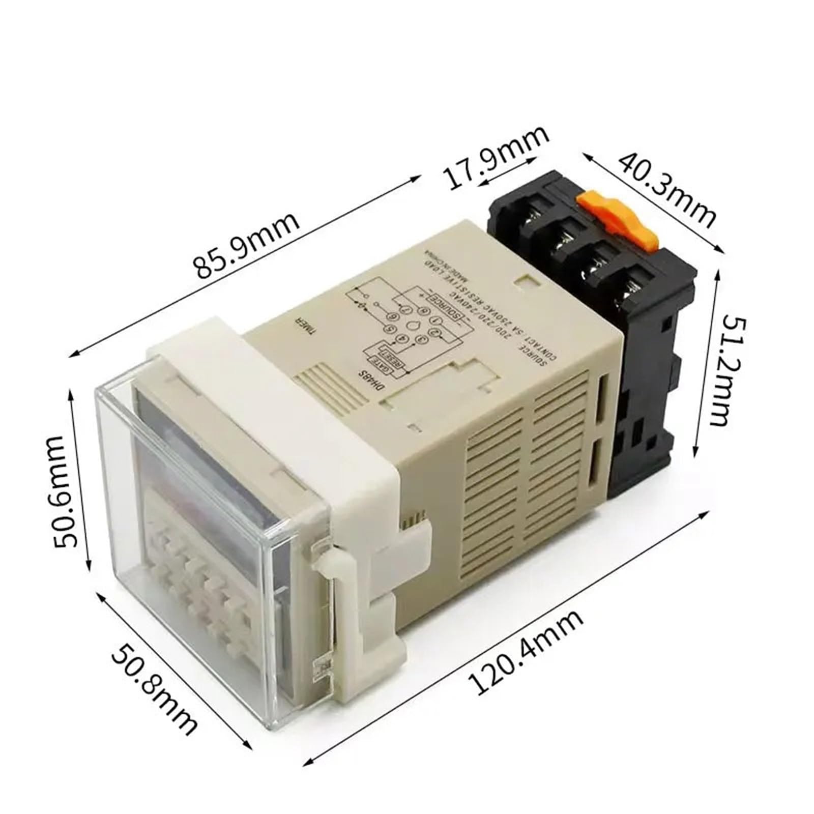 Interruptor de relé Temporizador programable LED Digital DH48S-2Z 0,01 S-99H99M con Base de Enchufe AC/DC 12V 24V 220V 380V Temporizador de retardo(12V ACDC)