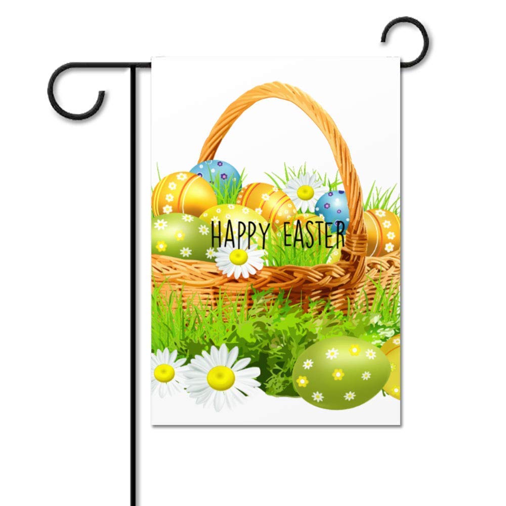 Dongingp Easter Colorful Eggs Happy Easter Garden Flag for