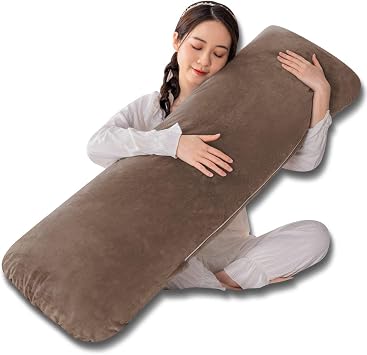 Body Pillow, Sleeping Pillow, 47.2 inches 120 cm, Horizontal Sleeper, Pregnant Women, Unisex, Large, Long Pillow, Long Pillow, Microfiber Fabric, Brown | Long size