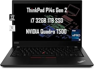 Lenovo ThinkPad P14s Gen 2 14" FHD (Intel Core i7-1185G7 vPro, 32GB RAM, 1TB SSD, NVIDIA Quadro T500 Graphics) Mobile Workstation Business Laptop, Backlit, Fingerprint, 3-Yr Warranty, Win 11 Pro