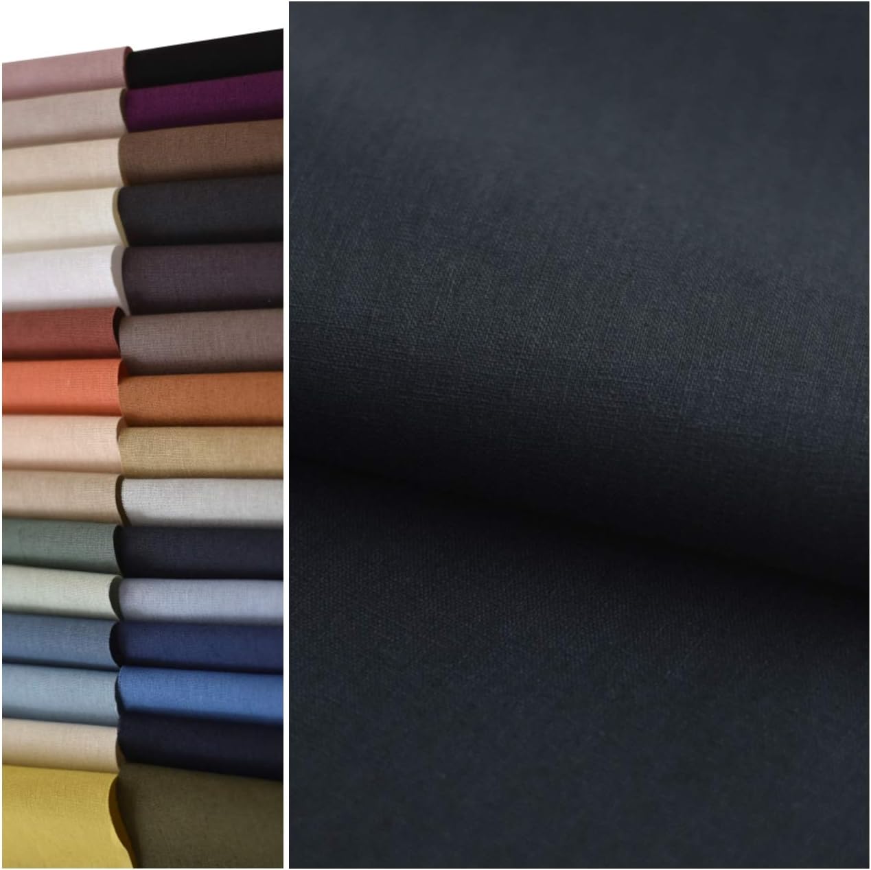 COTTONVILL 11COUNT Linen Blend Solid Bio Washing Fabric (3yard, 14-Blue Grey)